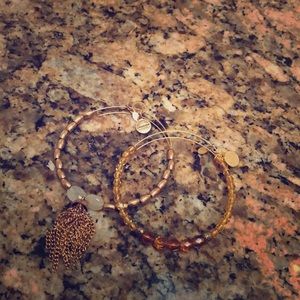 Alex and Ani set of 2 gold beaded bracelets